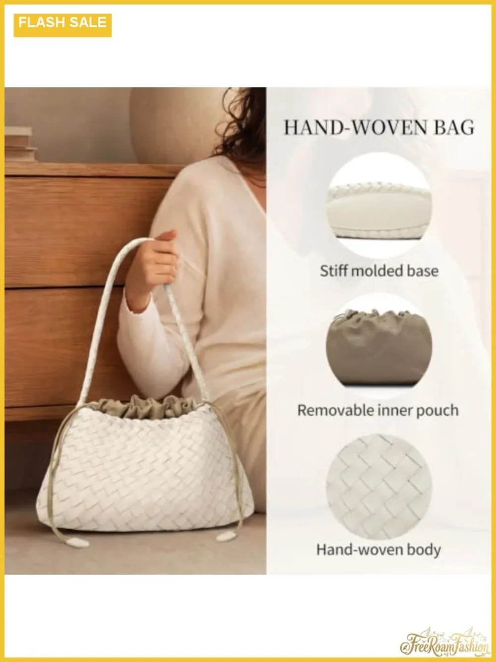 Woven Shoulder Bag for Women Hobo Handbag Vegan Leather Tote Purse